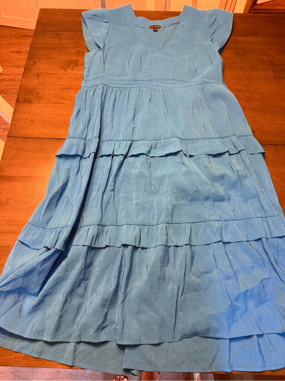 Coco + Carmen Light Blue Tiered V-Neck Dress